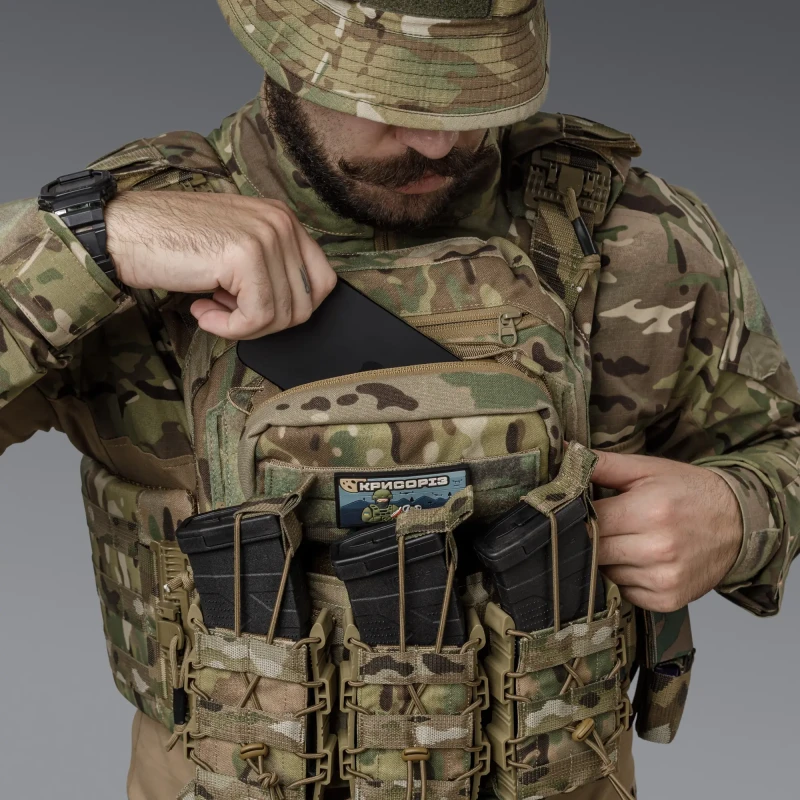 Одинарний пластиковий підсумок під магазини AK\AR. Cordura 1000D. Molle. Мультикам/MulticamФото №4