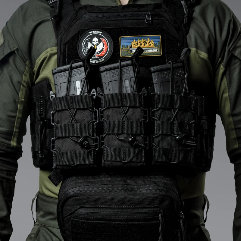 Одинарний пластиковий підсумок під магазини AK\AR. Cordura 1000D. Molle. ЧорнийФото №2