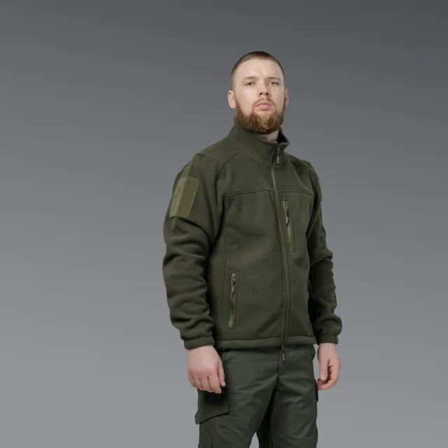 5 - Флісова тактична кофта на блискавці. Олива. Polyester. Розмір S