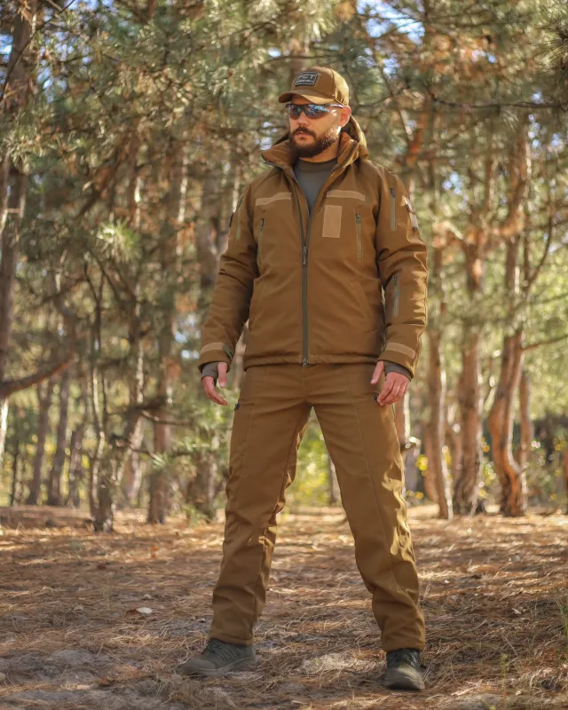 7 - Куртка тактическая Softshell ХАНТЕР. Осень-Весна Койот. Размер XL (52-54)
