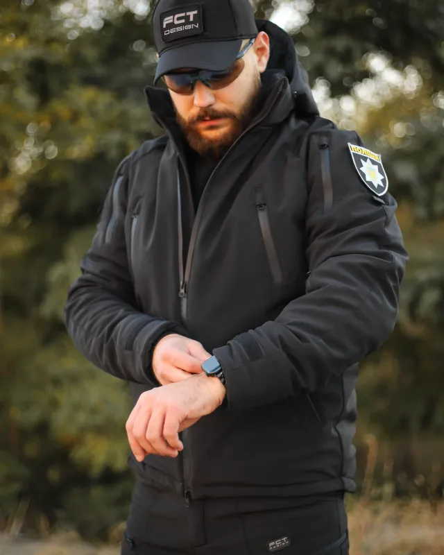 8 - Куртка тактическая Softshell ХАНТЕР. Осень-Весна Черный. Размер L (48-50)