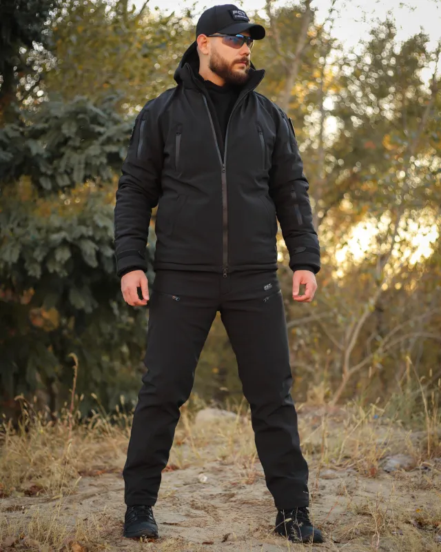 10 - Куртка тактична Softshell ХАНТЕР. Осінь-Весна Чорний. Розмір XL (52-54)