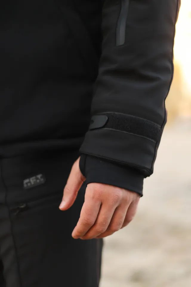 13 - Куртка тактическая Softshell ХАНТЕР. Осень-Весна Черный. Размер XXL (56-58)