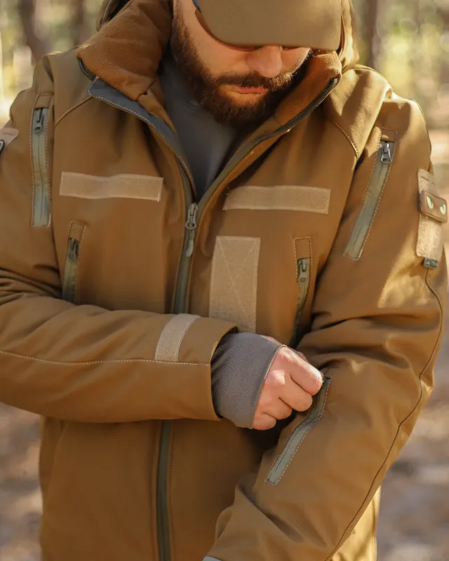 10 - Куртка тактична Softshell ХАНТЕР. Осінь-Весна Койот. Розмір 3XL (60-62)