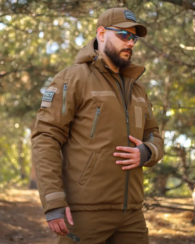 4 - Куртка тактична Softshell ХАНТЕР. Осінь-Весна Койот. Розмір 3XL (60-62)