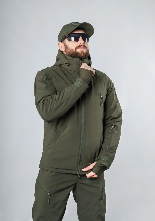 2 - Куртка тактична Softshell ХАНТЕР. Осінь-Весна Олива. Розмір 3XL (60-62)