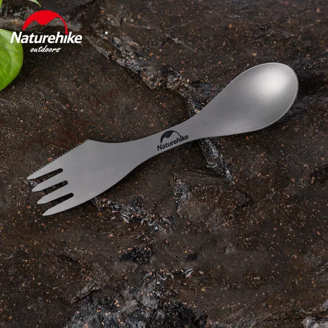 3 - Ложка-вилка-нож титановая Naturehike Titanium NH19T012. Серый