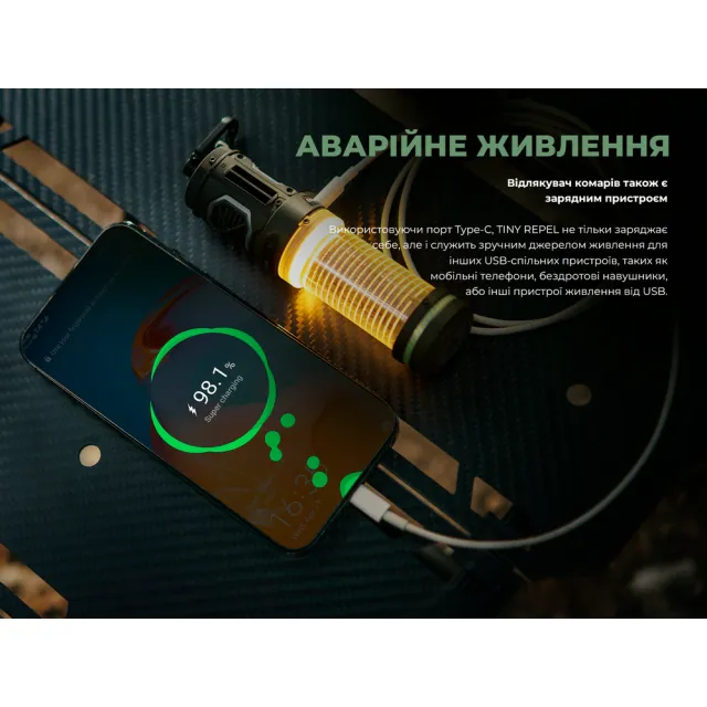 14 - Портативный фумигатор-фонарь кемпинговый Flextail Tiny Repel S. Зелёный