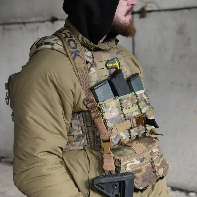 6 - Ремень оружейный трехточечный с широким наплечником RAGNAROK KRAKEN carbine. Койот