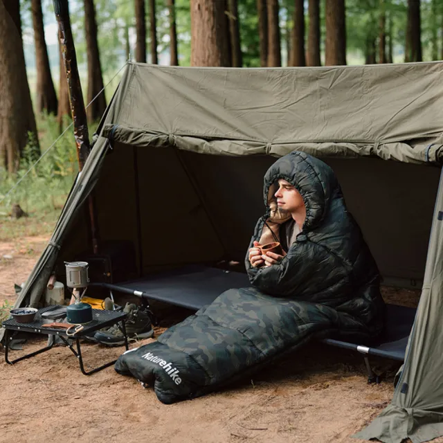 8 - Спальний мішок з капюшоном Naturehike M320 CNK2350WS023, зелений камуфляж, лівий