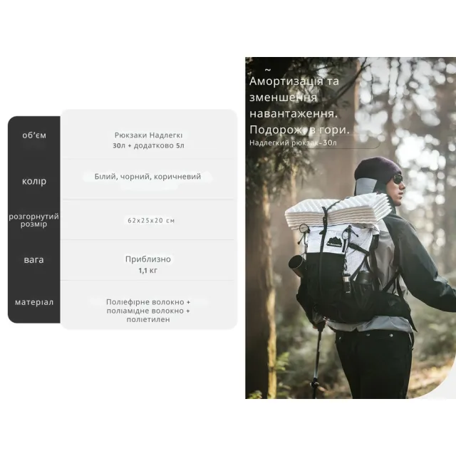 5 - Рюкзак туристичний Naturehike CNK2300016, 30+5л. Коричневий