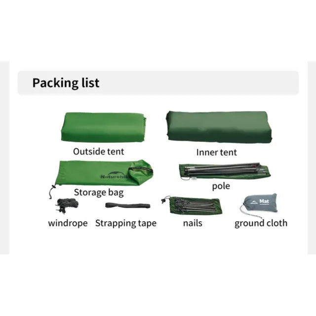 20 - Намет надлегкий одномісний Naturehike Cloud Up Base 1 CNK2450WS032, зелений