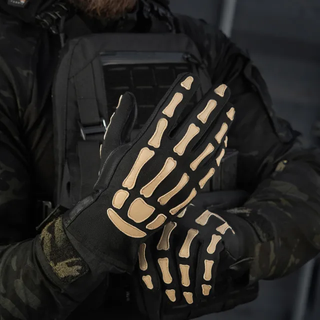 13 - Тактические перчатки M-Tac Skeleton Nomex. Черный/Койот