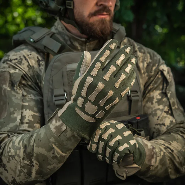 12 - Тактические перчатки M-Tac Skeleton Nomex. Олива/Койот