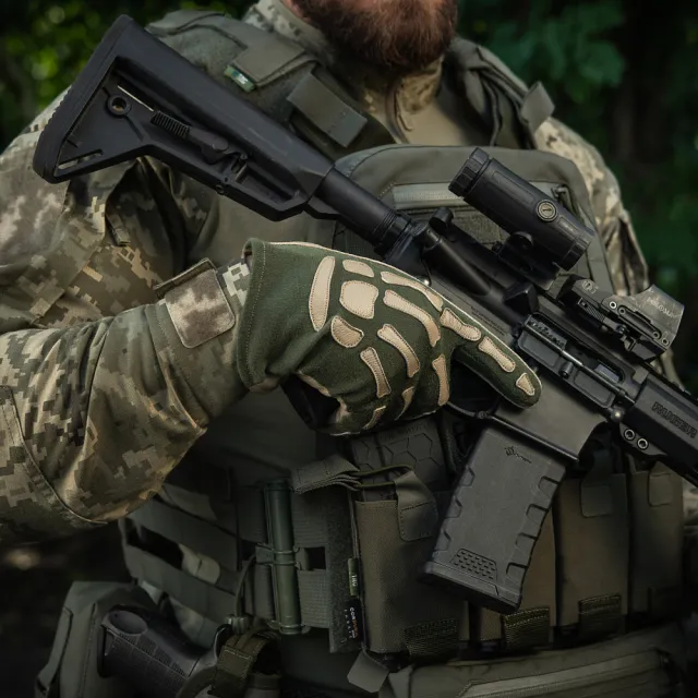 11 - Тактические перчатки M-Tac Skeleton Nomex. Олива/Койот