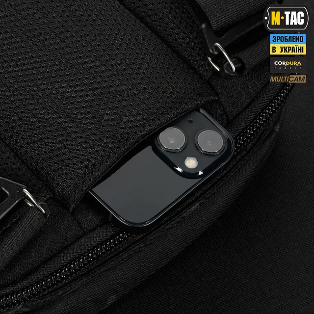 13 - Плечевая однолямковая сумка M-TAC EDC Bag Elite. Multicam Black