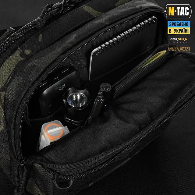 10 - Плечевая однолямковая сумка M-TAC EDC Bag Elite. Multicam Black