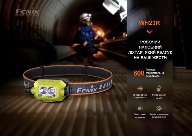 14 - Ліхтар налобний Fenix WH23R з безконтактним датчиком