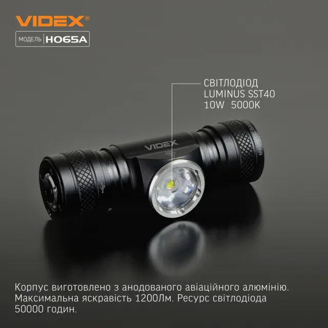 13 - Налобный светодиодный фонарь VIDEX 1200Lm 5000K