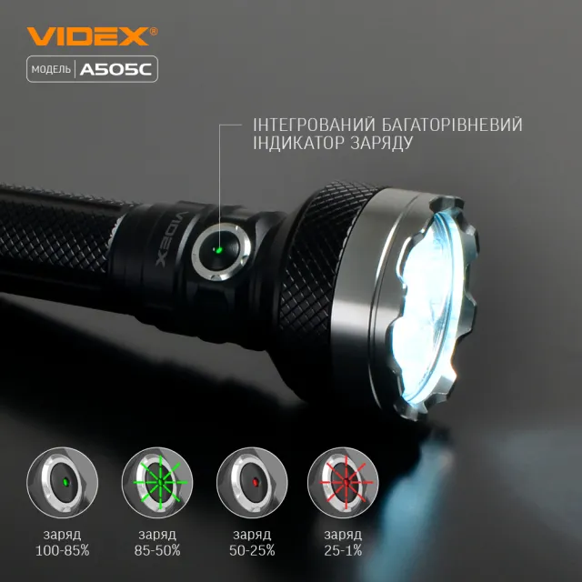 9 - Портативный светодиодный фонарик VIDEX 5500Lm 5000K
