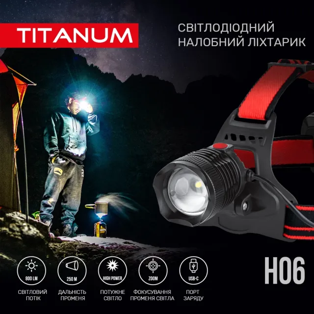 8 - Налобный светодиодный фонарь TITANUM 800Lm 6500K