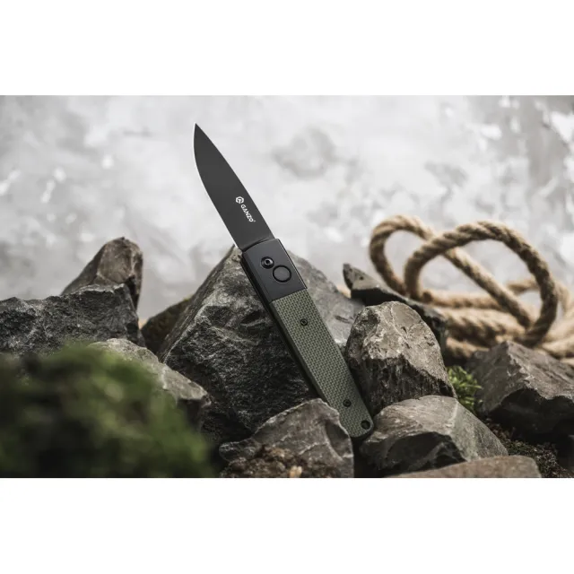 10 - Нож складной Ganzo G721B-GR зеленый, черный клинок