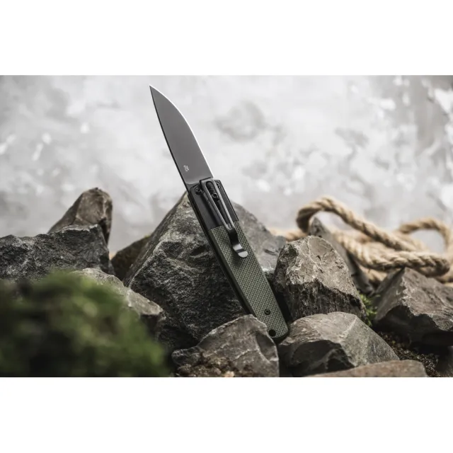 9 - Нож складной Ganzo G721B-GR зеленый, черный клинок