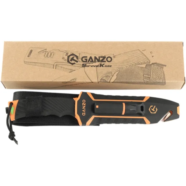 9 - Нож с паракордом Ganzo G8012V2-OR, оранжевый