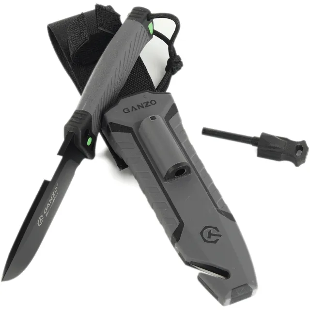 3 - Нож с паракордом Ganzo G8012V2-GY, серый