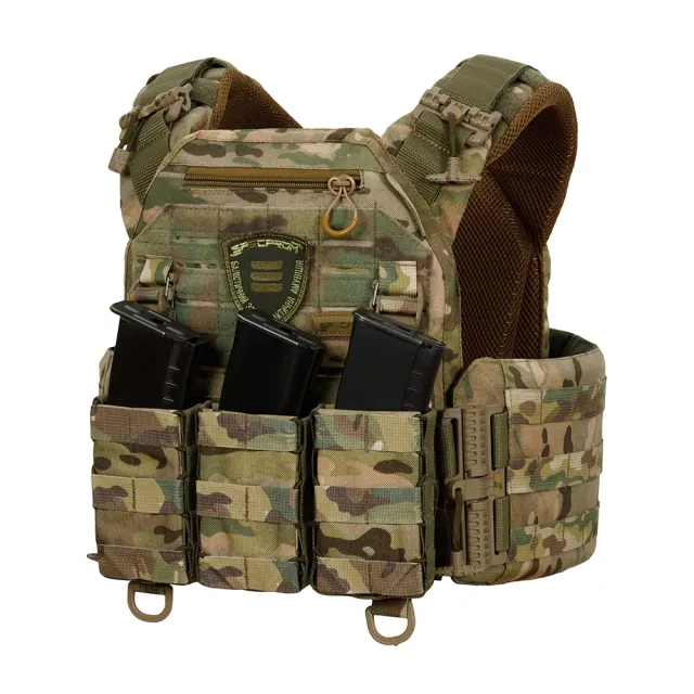 1 - Плитоноска Warmor Gen.3 Pro з системою швидкого скидання. (Комплект 3 підсумки) Molle. Колір Мультикам