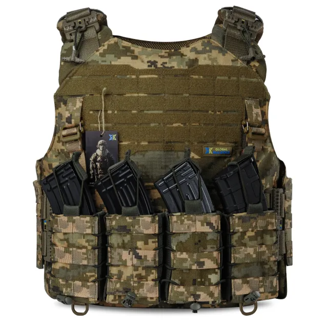 2 - Плитоноска Warmor Gen.4 (Комплект 4 подсумки) с системой быстрого сброса. Molle. Цвет Пиксель
