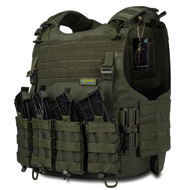 1 - Плитоноска Warmor Gen.4 (Комплект 4 подсумки) с системой быстрого сброса. Molle. Цвет Олива.