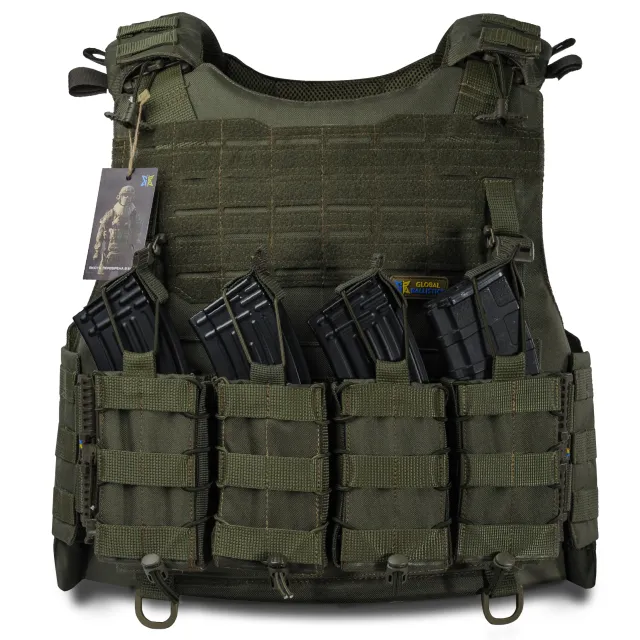 2 - Плитоноска Warmor Gen.4 (Комплект 4 подсумки) с системой быстрого сброса. Molle. Цвет Олива.