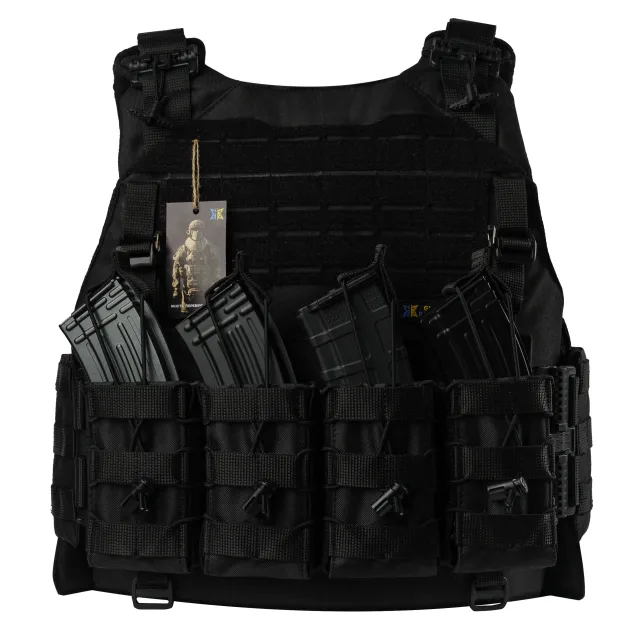 2 - Плитоноска Warmor Gen.4 (Комплект 4 подсумки) с системой быстрого сброса. Molle. Цвет Черная