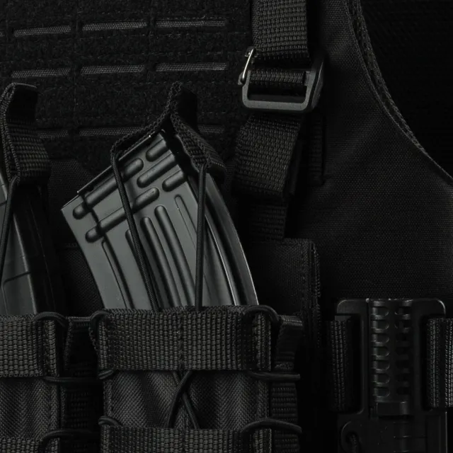 11 - Плитоноска Warmor Gen.4 (Комплект 4 подсумки) с системой быстрого сброса. Molle. Цвет Черная