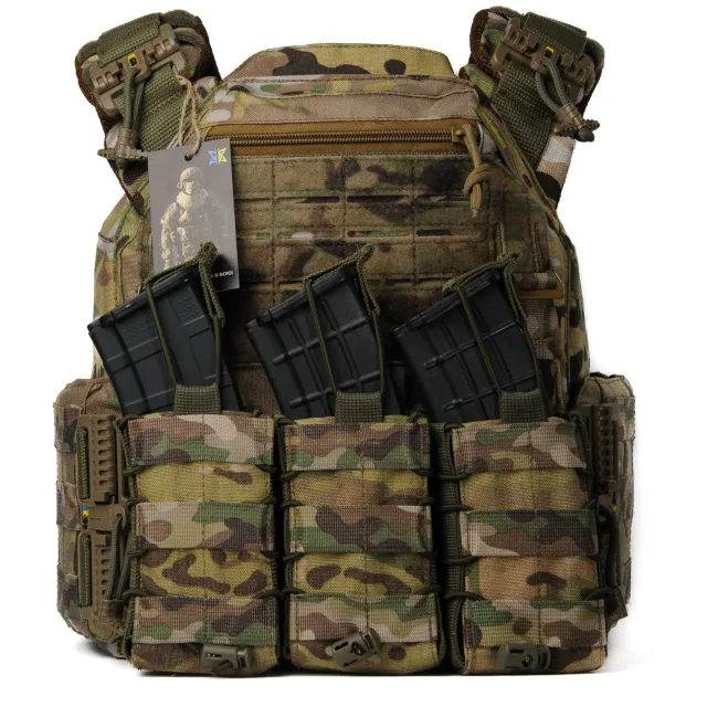 2 - Плитоноска женская Warmor gen.3 FL (for Ladies). С подсумками под магазины АК и быстрым боковым и верхним сбросом (без плит). Мультикам.