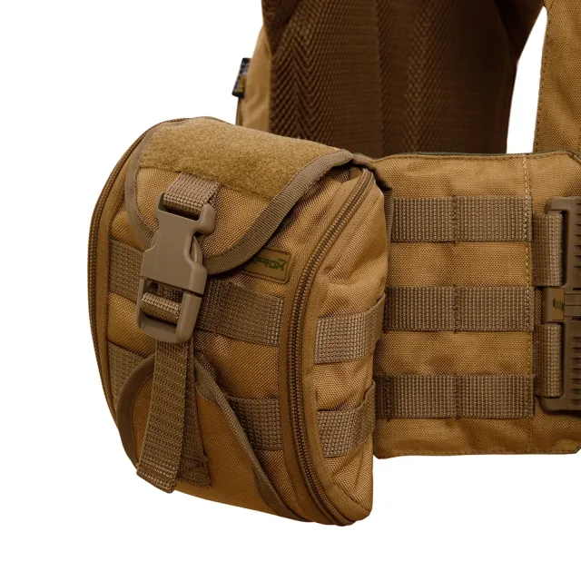 11 - Плитоноска Warmor gen.3 Pro Max. Система быстрого сброса. 7 подсумков. Койот