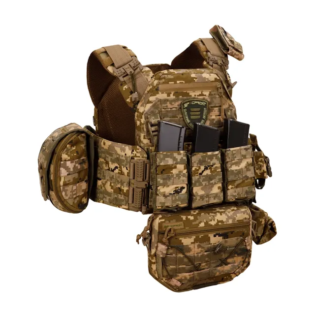 3 - Плитоноска Warmor gen.3 Pro Max XL Пиксель ММ14. Система быстрого сброса. 7 подсумок. (Большого размера)