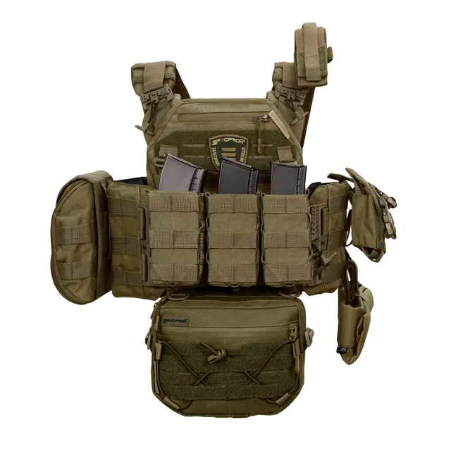4 - Плитоноска Warmor gen.3 Pro Max XL Олива. Система быстрого сброса. 7 подсумок. (Большого размера)
