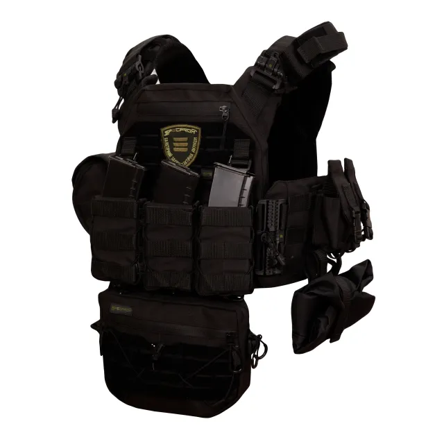 1 - Плитоноска Warmor gen.3 Pro Max XL Черный. Система быстрого сброса. 7 подсумок. (Большого размера)
