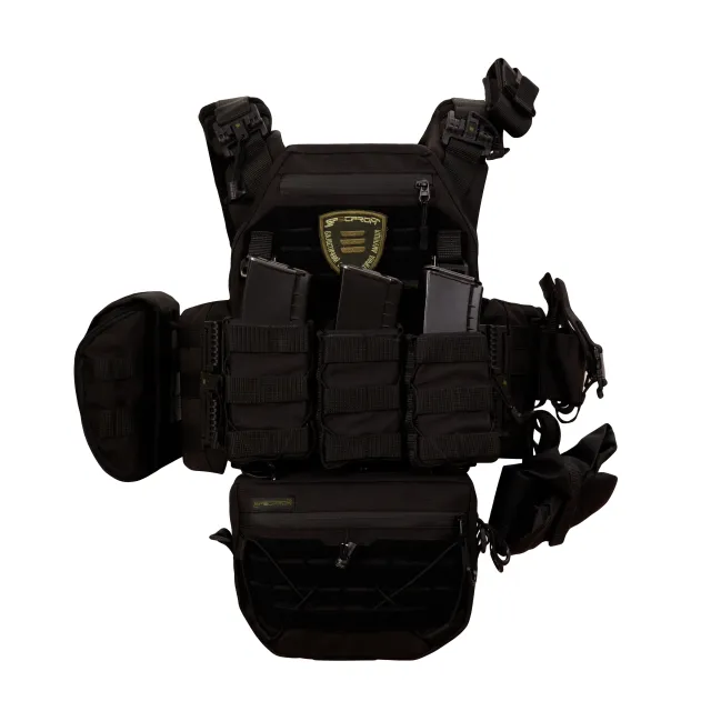 2 - Плитоноска Warmor gen.3 Pro Max XL Черный. Система быстрого сброса. 7 подсумок. (Большого размера)