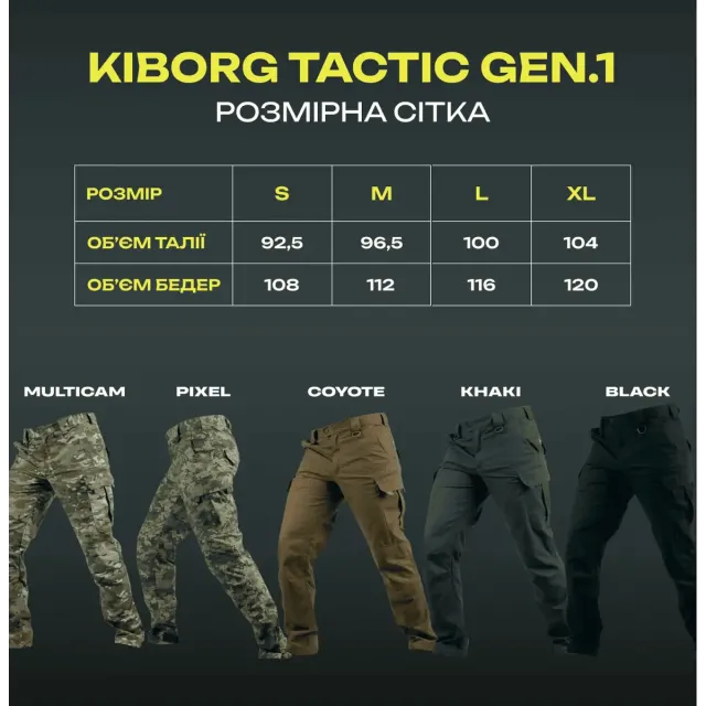 10 - Тактичні штани Kiborg Gen.1. Олива