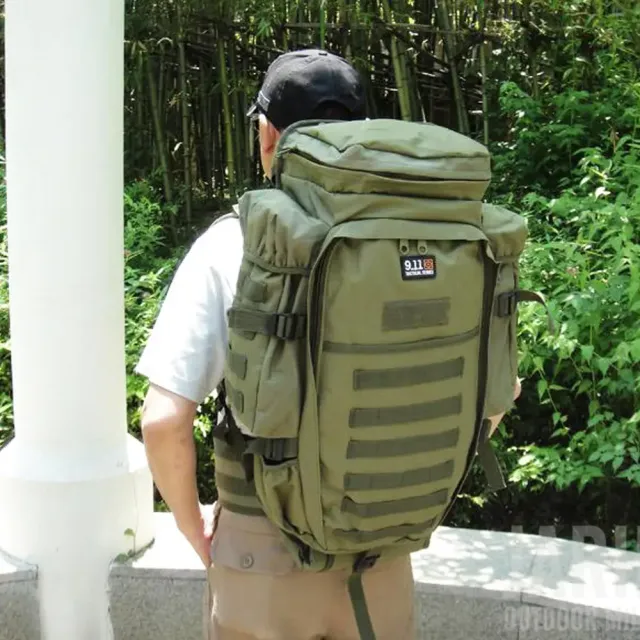 7 - Рюкзак тактичний з відділенням для зброї 9.11 Tactical 60л, Олива