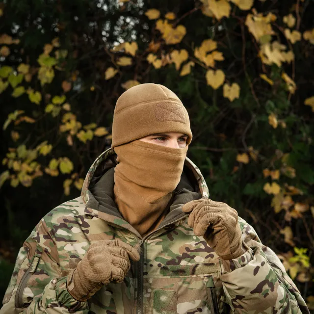 8 - Шапка флісова M-Tac Watch Cap Elite з Velcro. Койот
