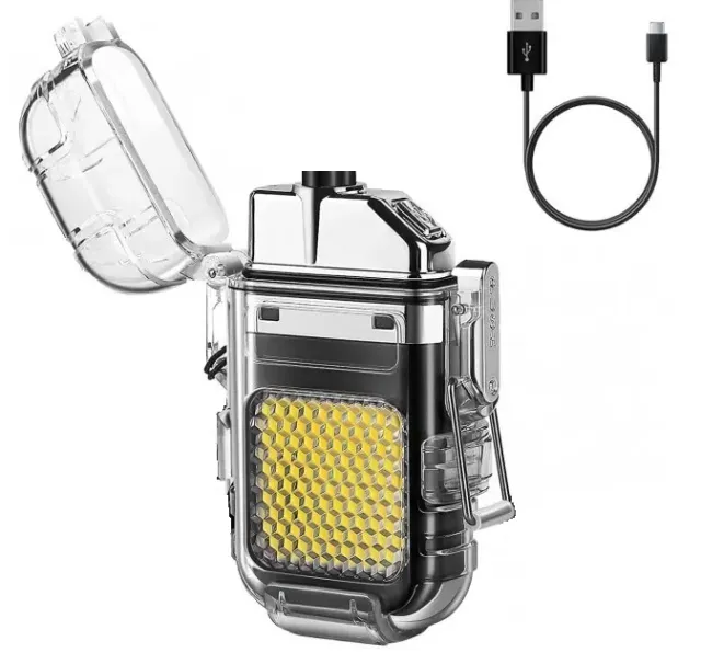 1 - Запальничка з ліхтариком USB Led Китай. Прозорий