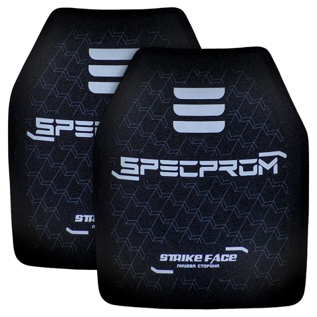 1 - Комплект полиэтиленовых бронеплит SPECPROM 3-го класса. Вес 1,77 кг. Размер 27,5 на 35 см. Черная. 2 шт.