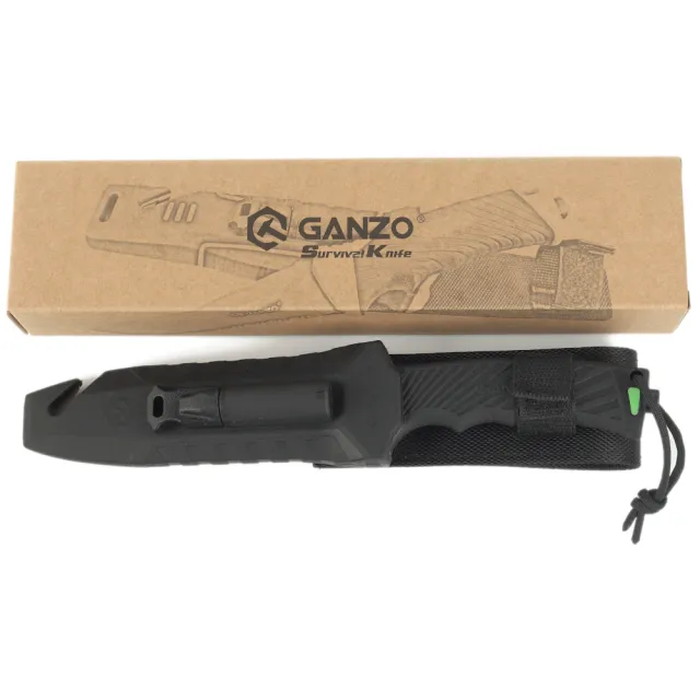 8 - Ніж мисливський Ganzo G8012V2-BK с паракордом. Черный