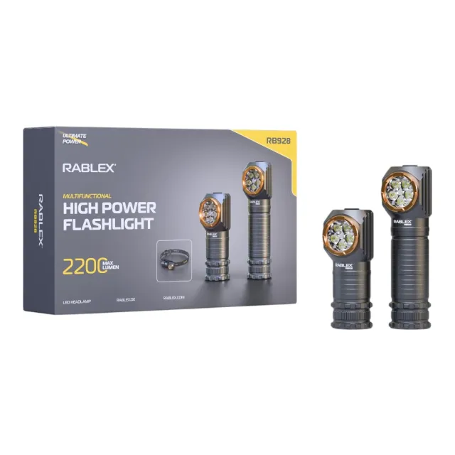 1 - Фонарь ручной Rablex RB928 с креплением на голову (белый+красный)