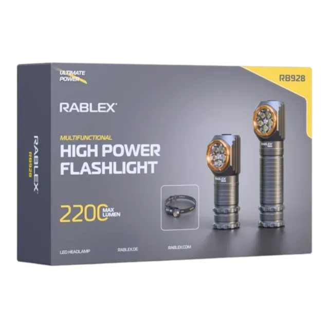 5 - Фонарь ручной Rablex RB928 с креплением на голову (белый+красный)