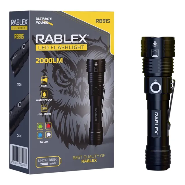 1 - Фонарь ручной Rablex RB915 (белый+красный+синий+зеленый)